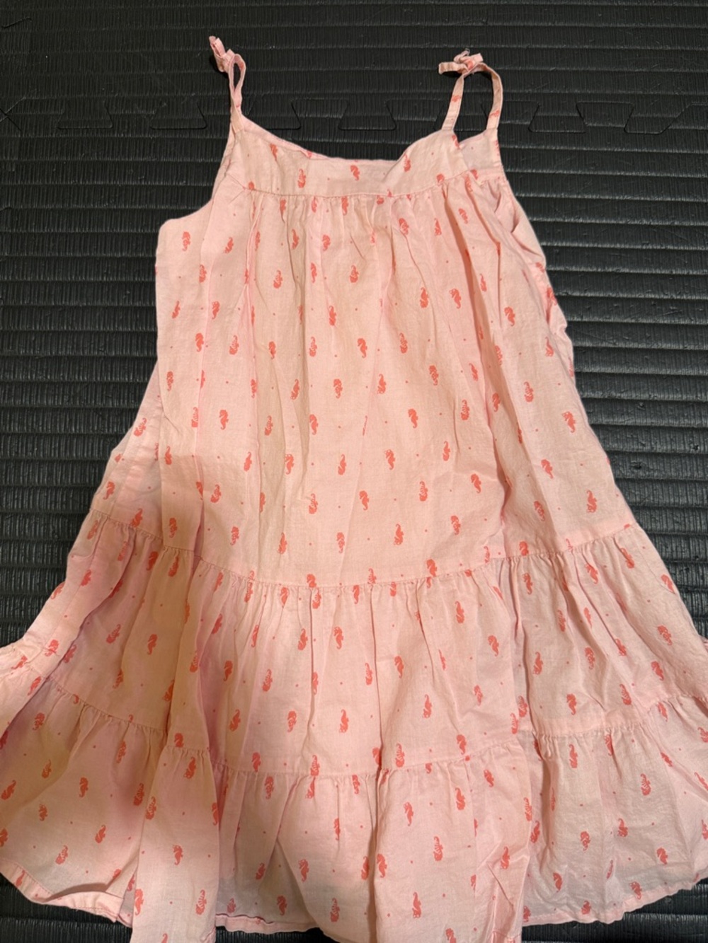 Pink Sleeveless Tiered Sundress with Coral Print